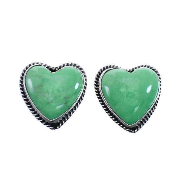 Turquoise Genuine Sterling Silver Navajo Heart Post Stud Earrings AX128095