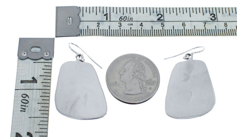 Native American Turquoise Sterling Silver Hook Dangle Earrings AX128142