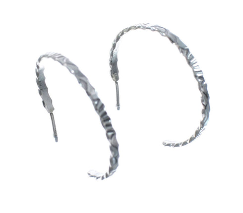 Genuine Sterling Silver Navajo Post Hoop Earrings AX128173