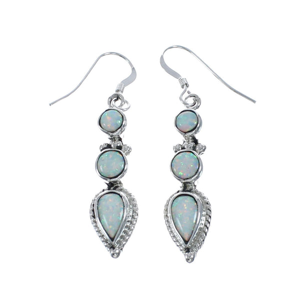 Sterling Silver Opal Navajo Hook Dangle Earrings AX128174