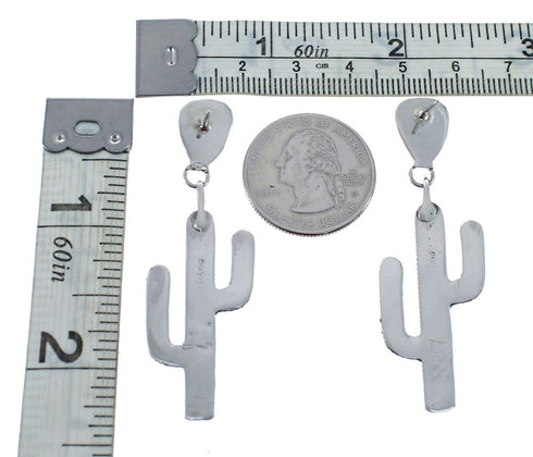 Native American Sterling Silver Purple Oyster Shell Cactus Post Dangle Earrings AX128182