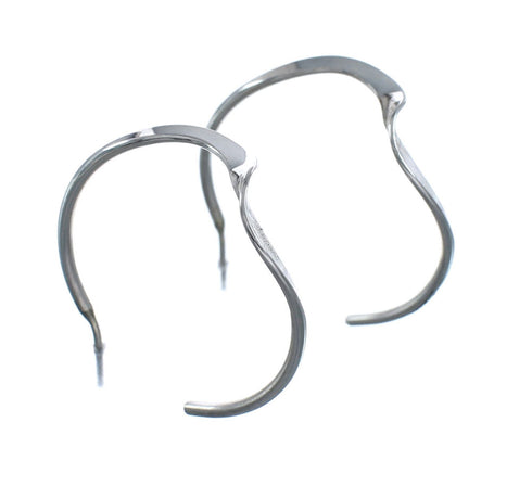 Authentic Sterling Silver Navajo Post Hoop Earrings AX128165