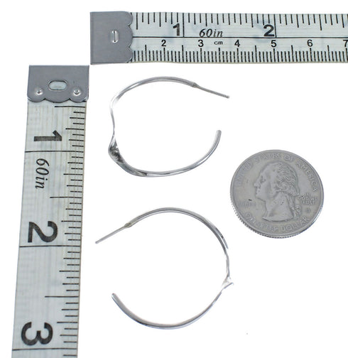 Authentic Sterling Silver Navajo Post Hoop Earrings AX128165