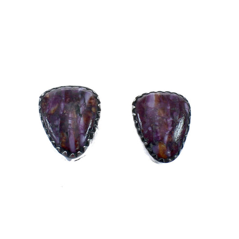 Purple Oyster Shell Sterling Silver Native American Post Stud Earrings AX128170