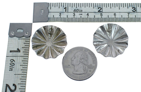 Authentic Sterling Silver Concho Turquoise Post Earrings JX128396