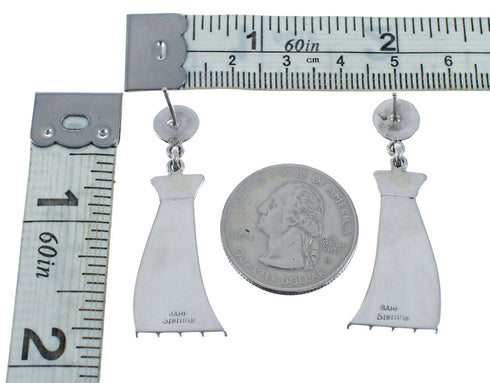 Native American Navajo Genuine Sterling Silver Post Dangle Earrings JX128449
