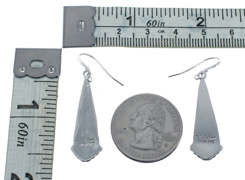 Navajo Onyx Sterling Silver Hook Dangle Earrings JX128409