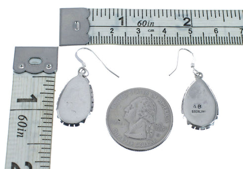 Native American Navajo Sterling Silver Blue Opal Hook Dangle Earring JX128407