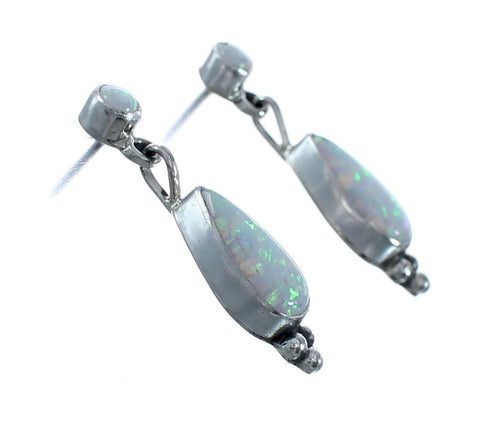 Native American Navajo Sterling Silver Opal Post Dangle Earring JX128399