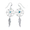 Turquoise Genuine Sterling Silver Navajo Dream Catcher Feather Hook Dangle Earrings JX128438