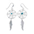 Turquoise Genuine Sterling Silver Navajo Dream Catcher Feather Hook Dangle Earrings JX128438