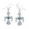Navajo Sterling Silver Turquoise Thundebird Hook Dangle Earrings JX128443