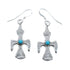 Navajo Sterling Silver Turquoise Thundebird Hook Dangle Earrings JX128443