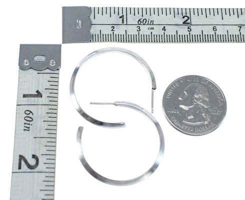 Genuine Sterling Silver Navajo Post Hoop Earrings AX128191