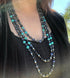 Multicolor Authentic Sterling Silver 3-Strand Bead Necklace RX114620