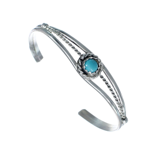 Genuine Sterling Silver Navajo Turquoise Baby Cuff Bracelet JX130664