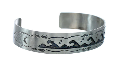 Native American Navajo Sterling Silver Water Wave Cuff Bracelet JX130665