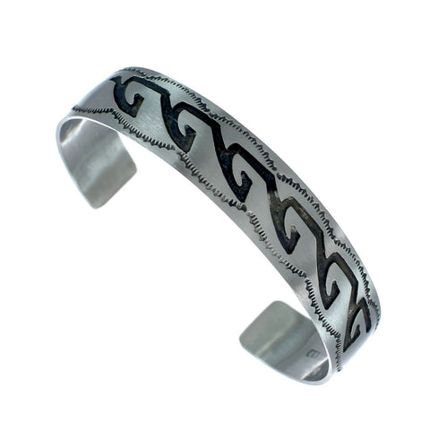 Native American Navajo Sterling Silver Water Wave Cuff Bracelet JX130667