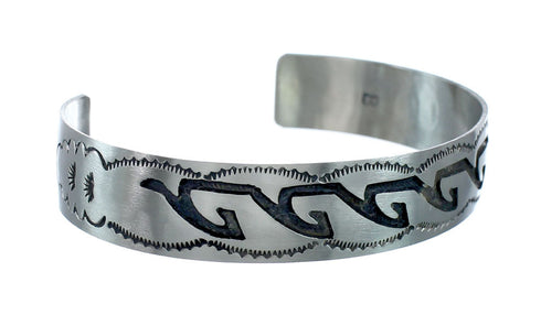 Native American Navajo Sterling Silver Water Wave Cuff Bracelet JX130667