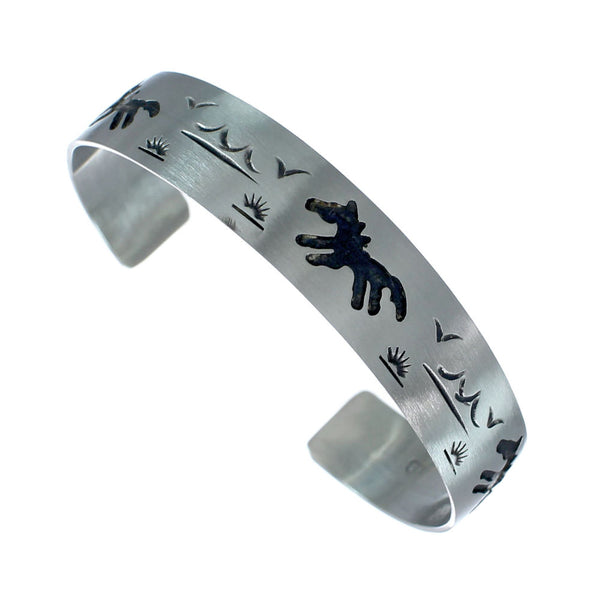 Native American Navajo Sterling Silver Horse Cuff Bracelet JX130670