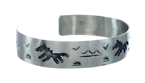 Native American Navajo Sterling Silver Horse Cuff Bracelet JX130670