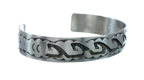 Native American Navajo Sterling Silver Water Wave Cuff Bracelet JX130674
