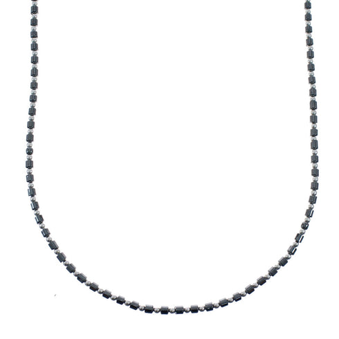 Hematite Authentic Sterling Silver Native American Bead Necklace AX128222