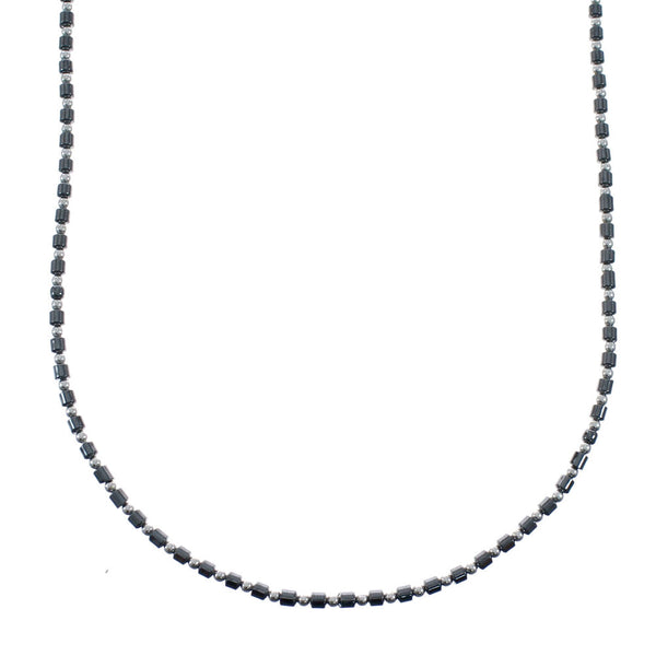 Hematite Authentic Sterling Silver Native American Bead Necklace AX128222