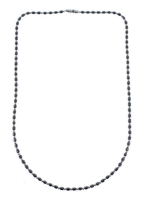 Hematite Authentic Sterling Silver Native American Bead Necklace AX128222