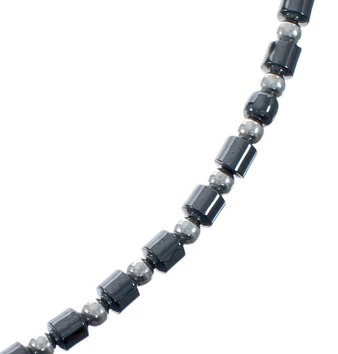 Hematite Authentic Sterling Silver Native American Bead Necklace AX128222