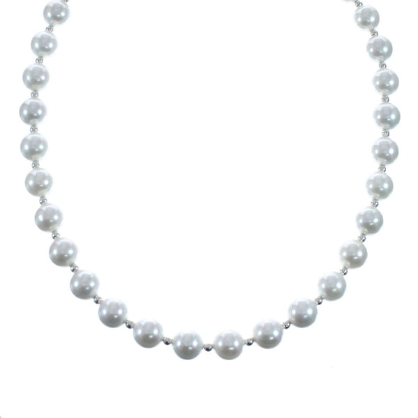 Mother of Pearl Sterling Silver Native American Bead Necklace AX128210