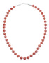 Pink Coral Genuine Sterling Silver Navajo Bead Necklace AX128211
