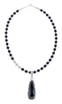 Sterling Silver Navajo Onyx Bead Necklace AX128218