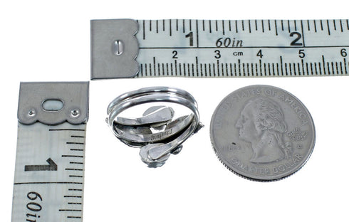 Navajo Coral Authentic Sterling Silver Leaf Ring Size 7-1/4 AX128266