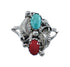 Sterling Silver Navajo Turquoise Coral Leaf Design Ring Size 6 AX128247