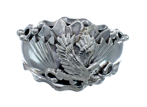 Navajo Authentic Sterling Silver Eagle Ring Size 11-3/4 AX128283