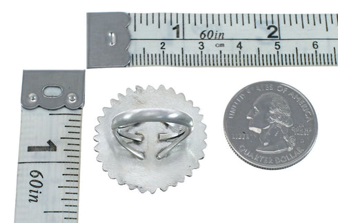 Navajo Turquoise Flower Sterling Silver Ring Size 8-3/4 AX128276