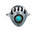 Native American Genuine Sterling Silver Turquoise Bear Paw Ring Size 7 AX128311