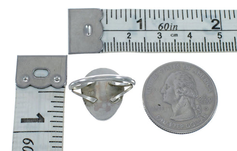 Native American Genuine Sterling Silver Turquoise Bear Paw Ring Size 7-1/2 AX128313