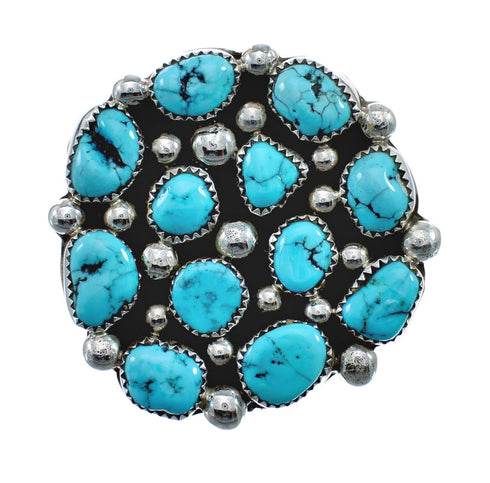 Native American Sterling Silver And Turquoise Ring Size 9-3/4 AX128338