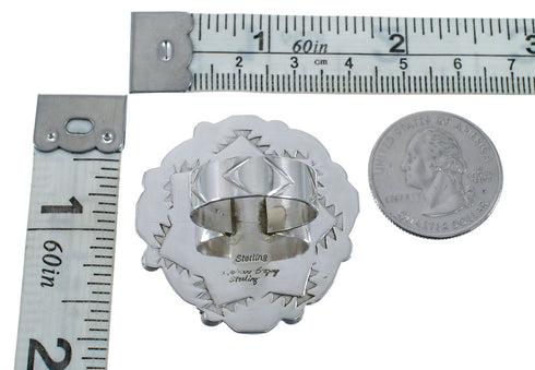 Native American Sterling Silver And Turquoise Ring Size 9-3/4 AX128338