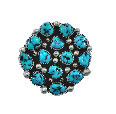 Native American Sterling Silver And Turquoise Ring Size 10 AX128339