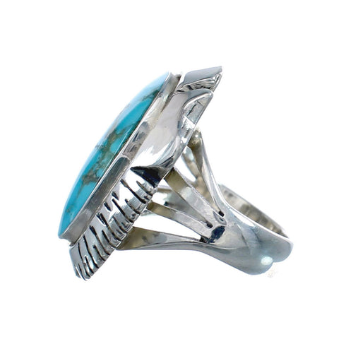 Native American Sterling Silver Turquoise Ring Size 6-3/4 AX128335