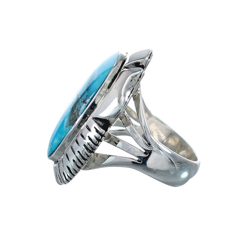 Native American Sterling Silver Turquoise Ring Size 7-3/4 AX128337