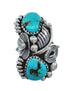 Authentic Sterling Silver Navajo Turquoise Leaf Design Ring Size 6 AX128328