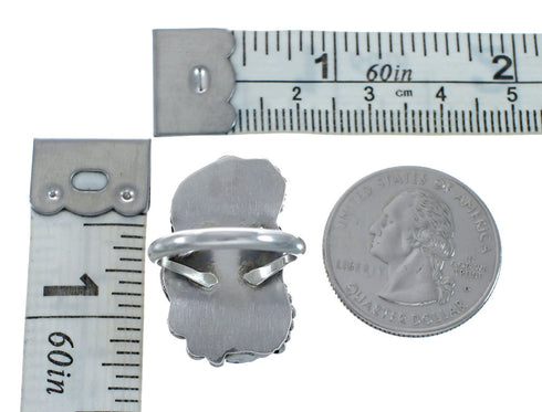 Authentic Sterling Silver Navajo Turquoise Leaf Design Ring Size 6 AX128328