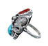 Authentic Sterling Silver Navajo Turquoise Coral Leaf Design Ring Size 6 AX128330