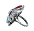 Authentic Sterling Silver Navajo Turquoise Coral Leaf Design Ring Size 5-1/4 AX128331