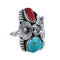 Authentic Sterling Silver Navajo Turquoise Coral Leaf Design Ring Size 8-1/2 AX128332