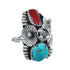 Authentic Sterling Silver Navajo Turquoise Coral Leaf Design Ring Size 8-1/2 AX128332